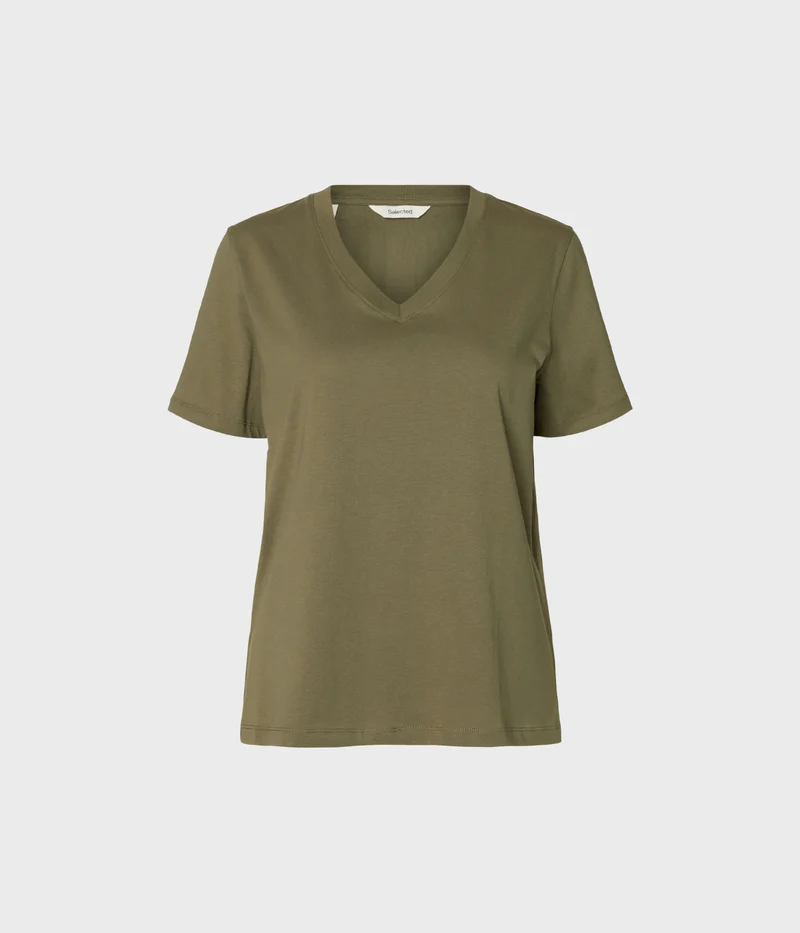 Slfessential Ss V-Neck Tee Noos. (Kalamata)