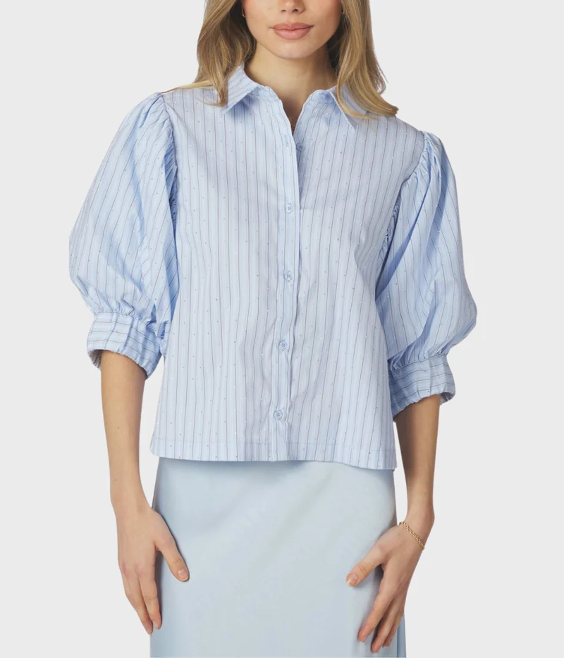 Etta Stripe Stone Shirt (145 Light Blue)
