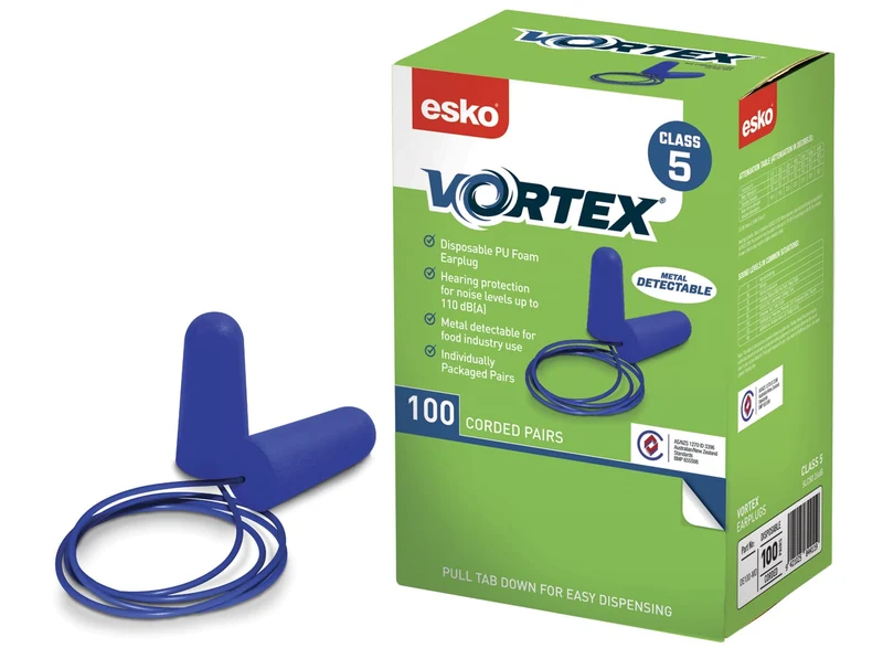 Vortex Disposable metal-detectable earplugs Class 5, SLC80: 26dB, 100 pairs blue