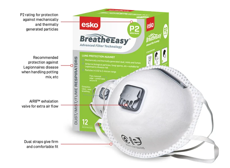 Breathe Easy Dust mask P2, with exhalation valve,12 box