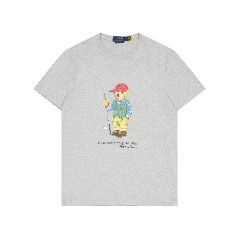 Polo Ralph Lauren Custom Slim Fit Crew Neck T-sh Sp23 Andover Htr Fishing Bear