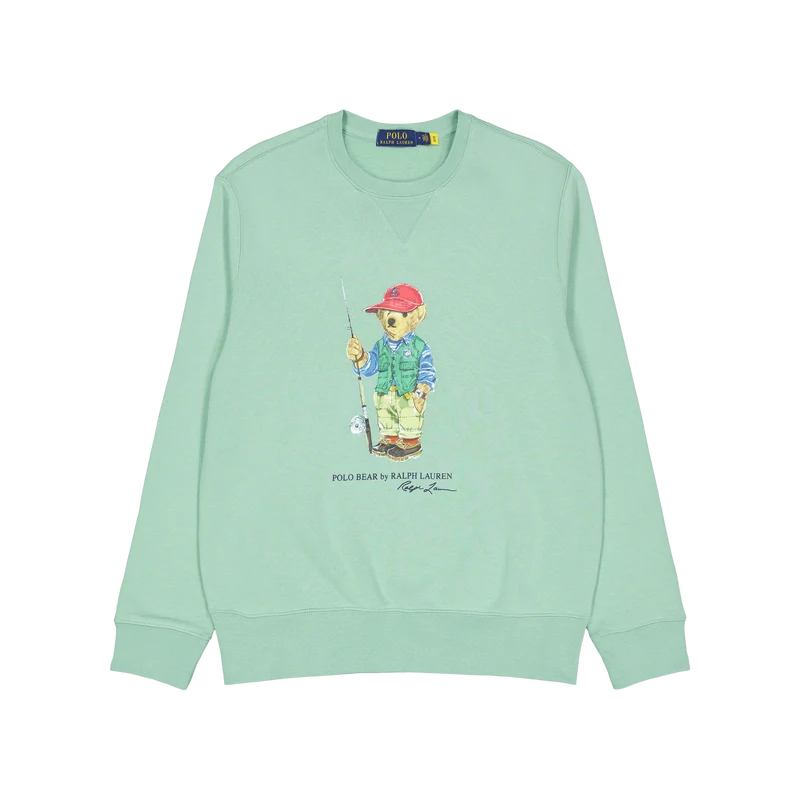 Polo Ralph Lauren Graphic Fleece Sweatshirt Sp23 Faded Mint Fishing Bear