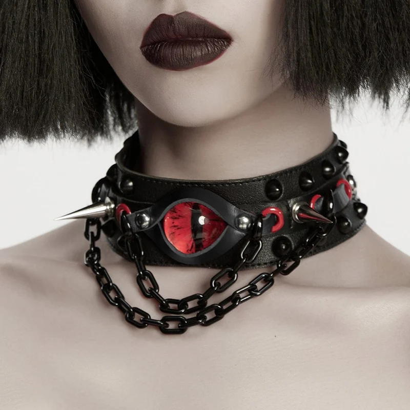 Kvinnors Punk Demon's Eye Rivets Chain Choker