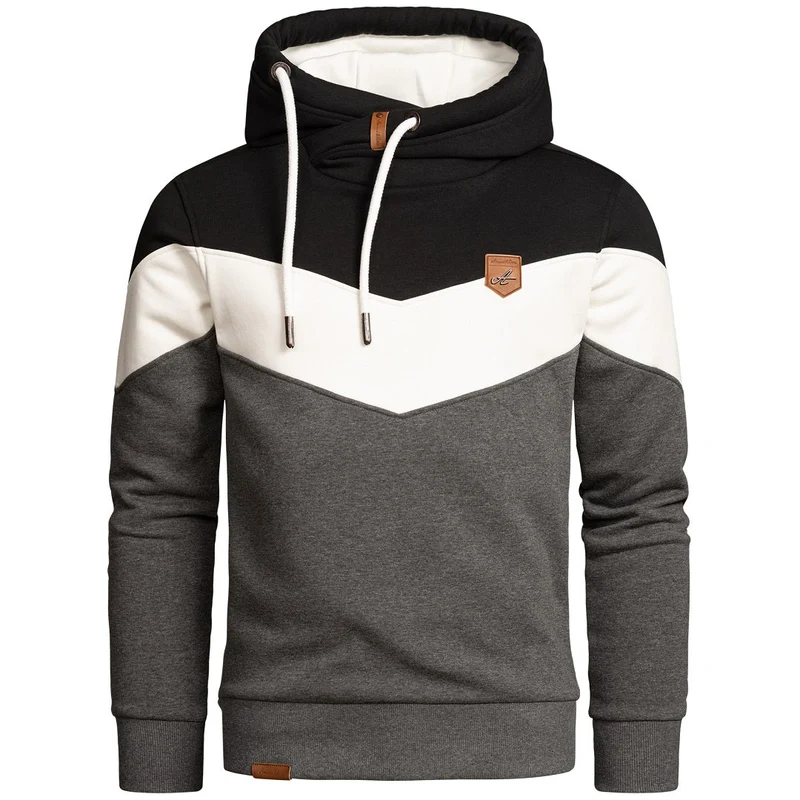 Amaci & Sons Colorblock Hoodie Herr – Svart/Vit/Mörkgrå