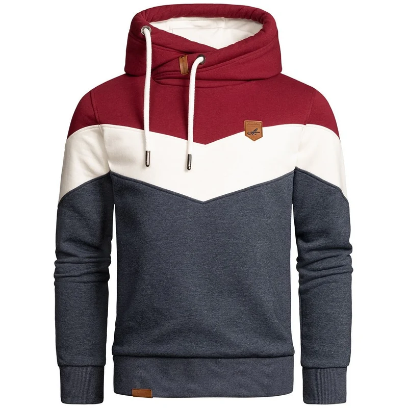 Flerfärgad Herr hoodie Amaci & Sons – Vinröd/Vit/Blå