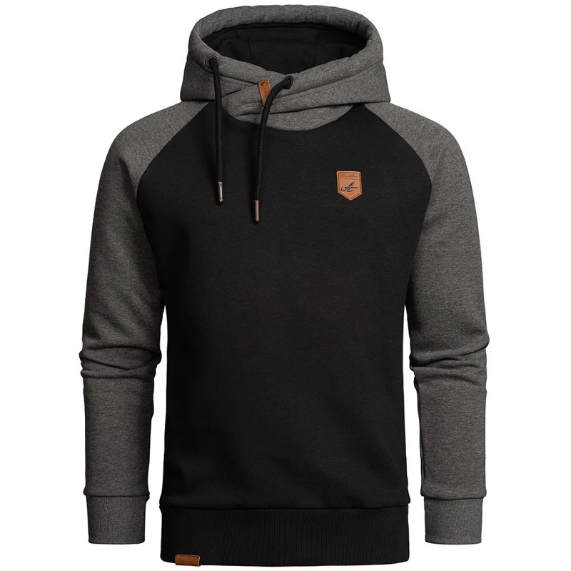 Hoodie Herr med Hög Krage Svart/Grå – Amaci & Sons