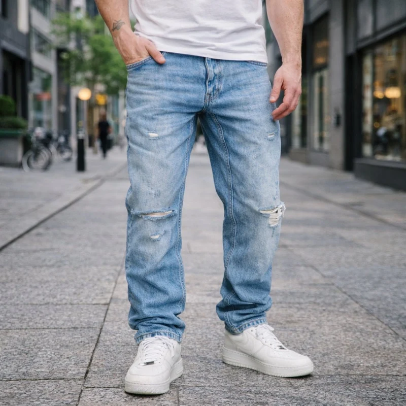 Jeans Baggy Loose-Fit - Ljusblå Herrjeans Amaci & Sons