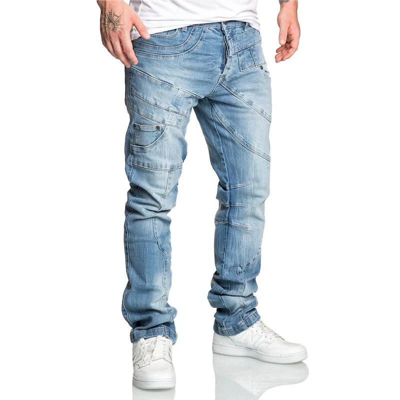 Stretch Jeans Herr - Ljusblå Regular Slim Denim - Amaci & Sons