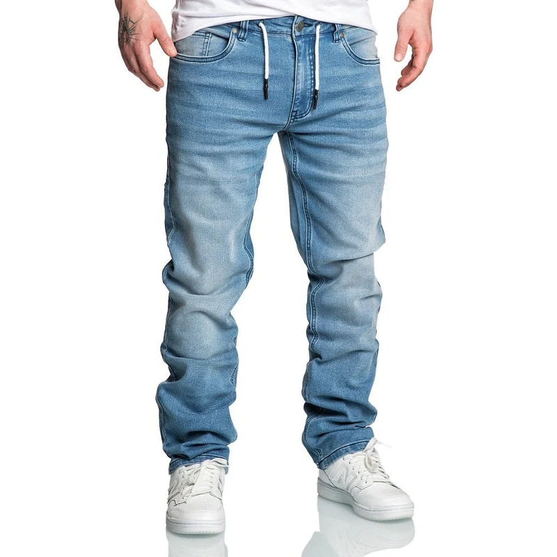 Ljusblå stretch jeans - Herrjeans joggers Amaci & Sons