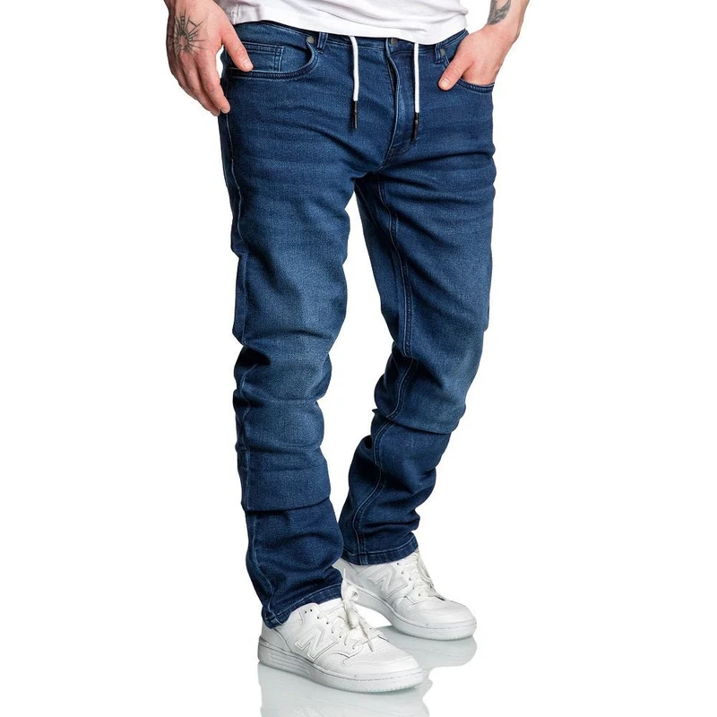 Mörkblåa Stretch Jeans - Herrjeans joggers Amaci & Sons