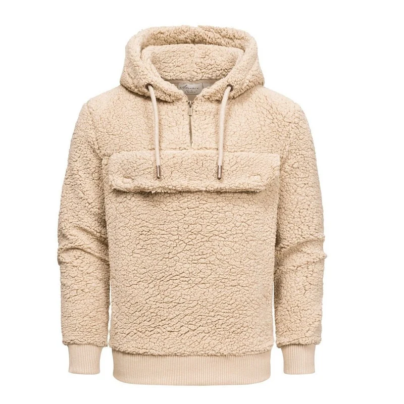 Fleecetröja Half Zip - Beige Hoodie Herr Amaci & Sons