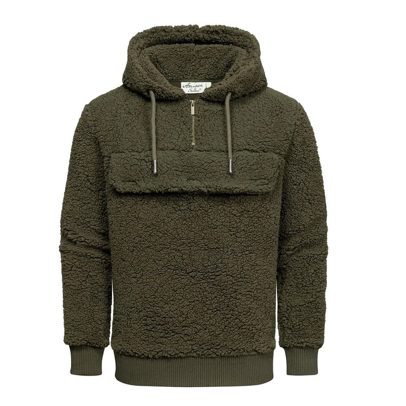 Fleecetröja Half Zip - Grön Hoodie Herr Amaci & Sons