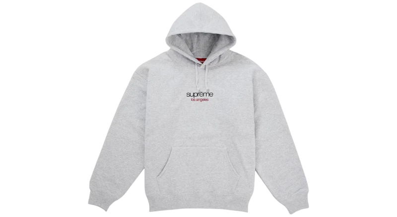 Supreme Classic Logo Los Angeles Shop Hoodie Heather Grey