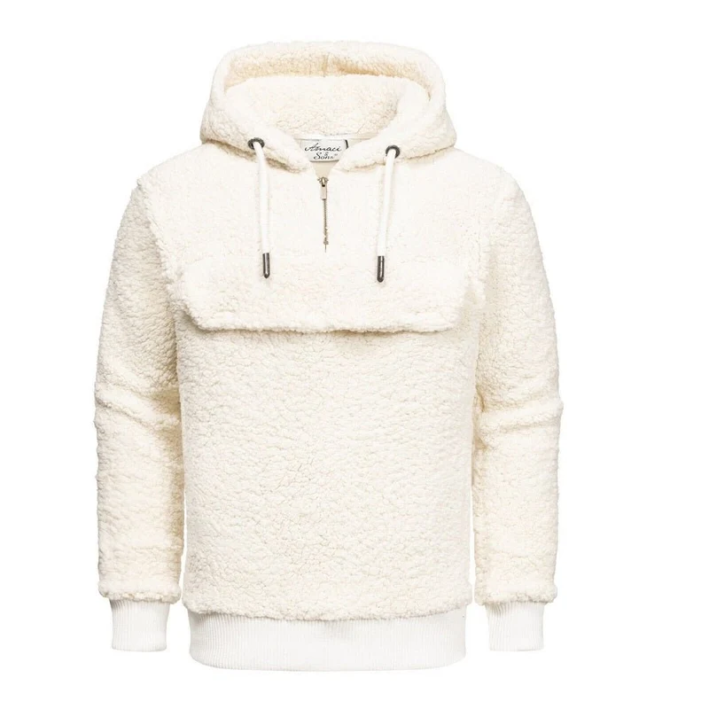 Fleecetröja Half zip - Vit Hoodie herr Amaci & Sons