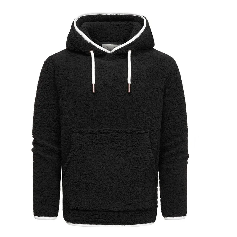 Mjuk Fleecetröja Herr - Svart Hoodie Amaci & Sons