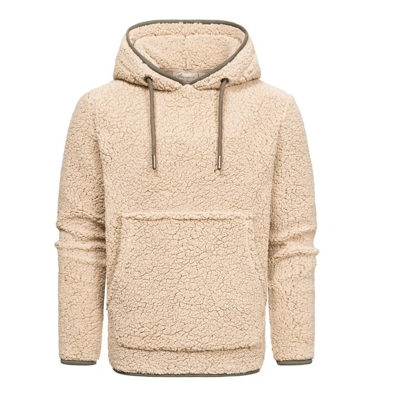 Mjuk Fleecetröja Herr - Beige Hoodie Amaci & Sons