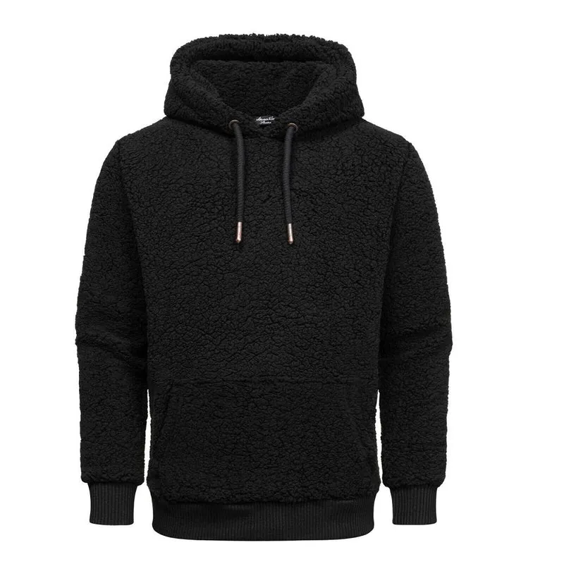 Svart Fleecetröja med luva - Fleece Hoodie - Amaci & Sons