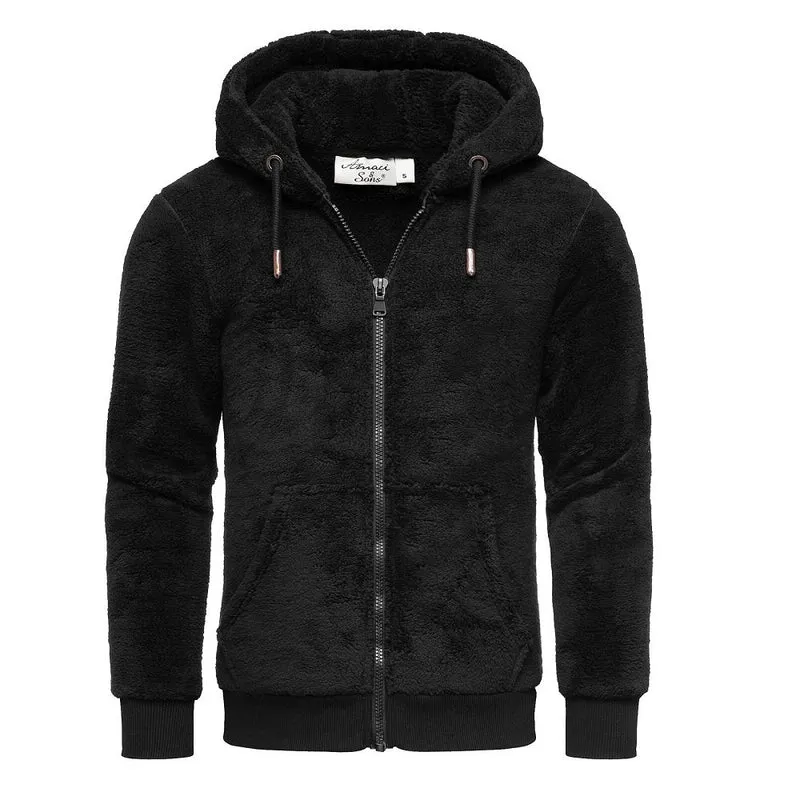 Svart Fleece Zip Hoodie Herr | Amaci & Sons