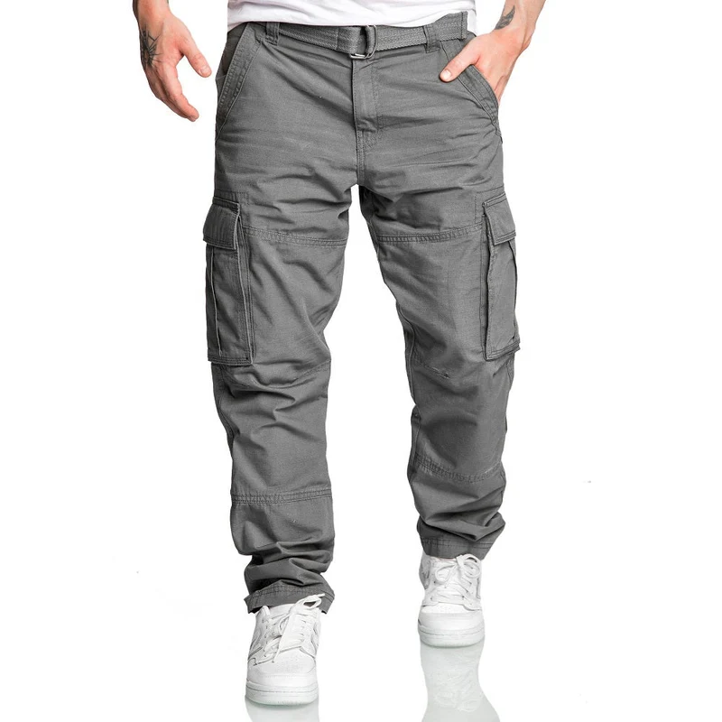 Mörkgråa Chinos med Bälte - Cargobyxor Amaci & Sons