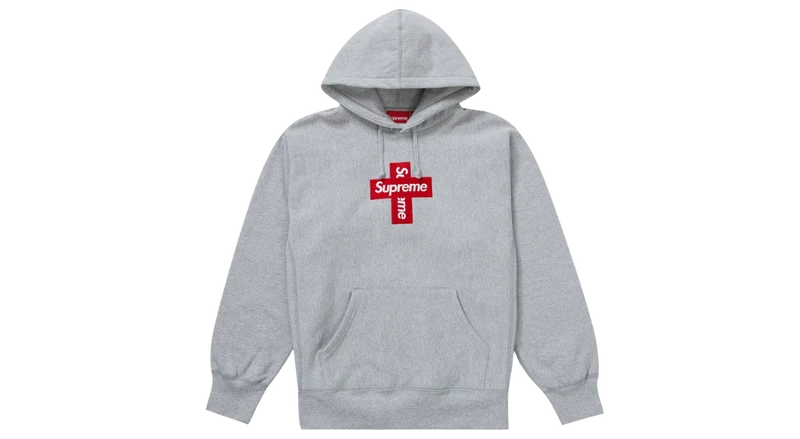 Supreme Cross Box Logo Hoodie Heather Grey (FW20)