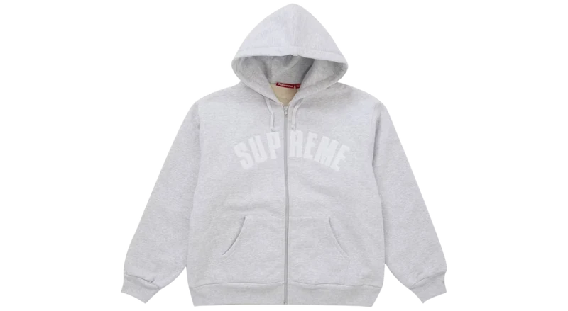 Supreme Arc Thermal Lined Zip Up Hoodie Ash Grey