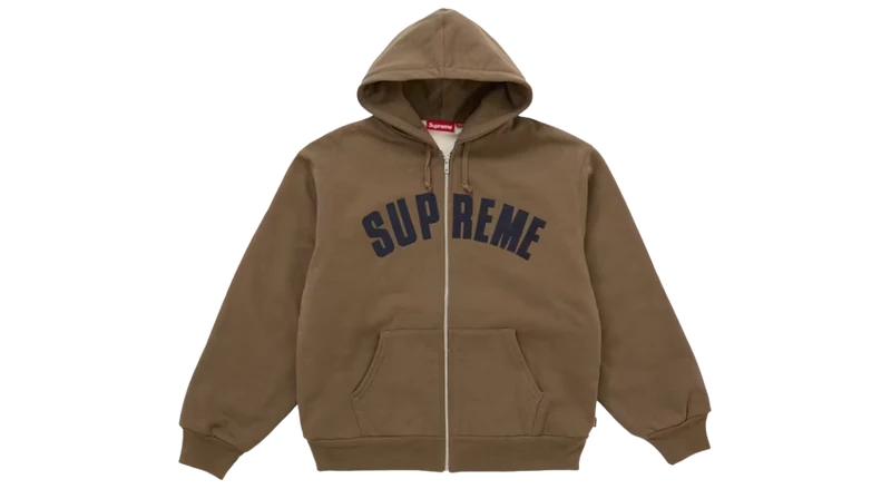Supreme Arc Thermal Lined Zip Up Hoodie Brown