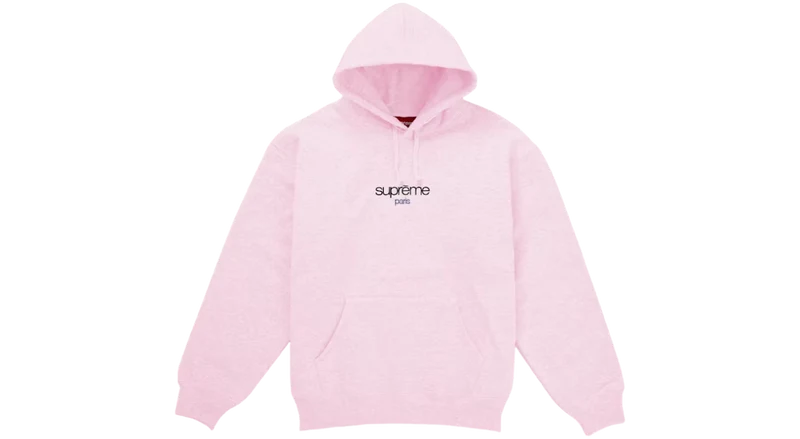 Supreme Classic Logo Paris Shop Hoodie Light Pink