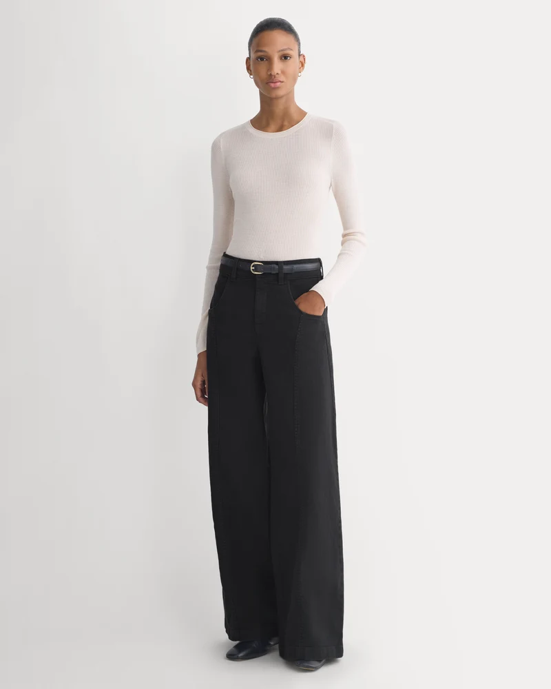 Utility Seamed Wide-Leg Pant | Black | 30" Inseam