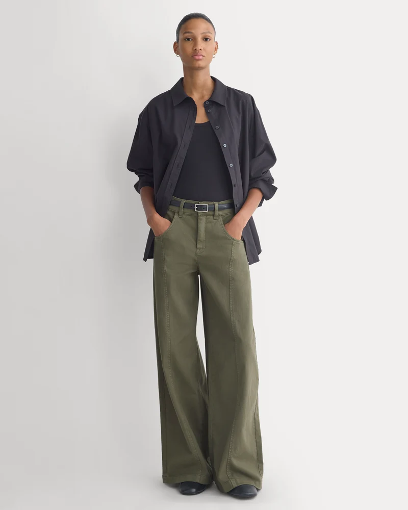 Utility Seamed Wide-Leg Pant | Olive Night | 30" Inseam