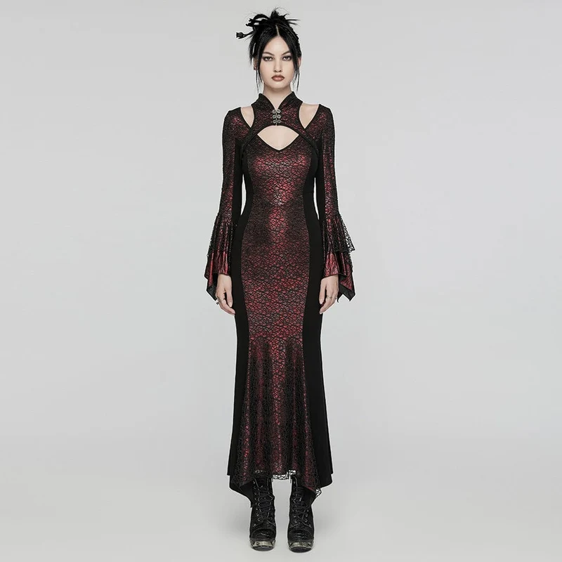 Gotisk Cheongsam krage Fishtailed Klänning Klänning Röd