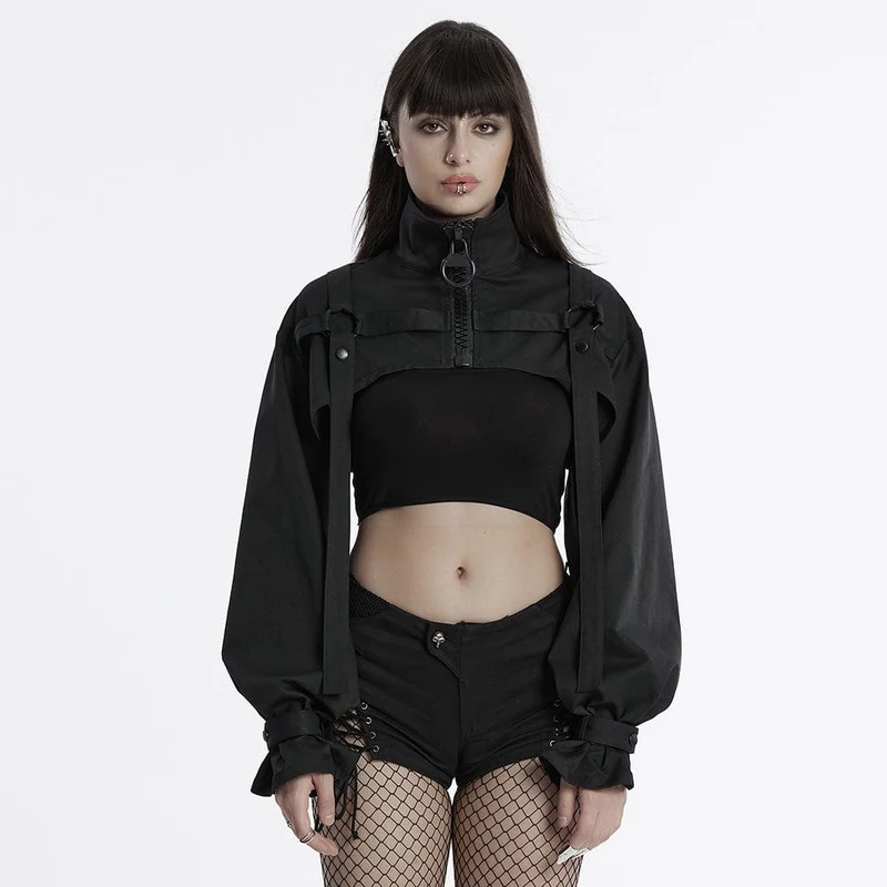Kvinnor Punk Stand Krage Strap Cape