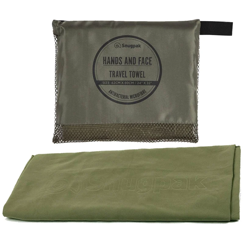 Snugpak Hands & Face Travel Towel Olive - 62cm x 80cm