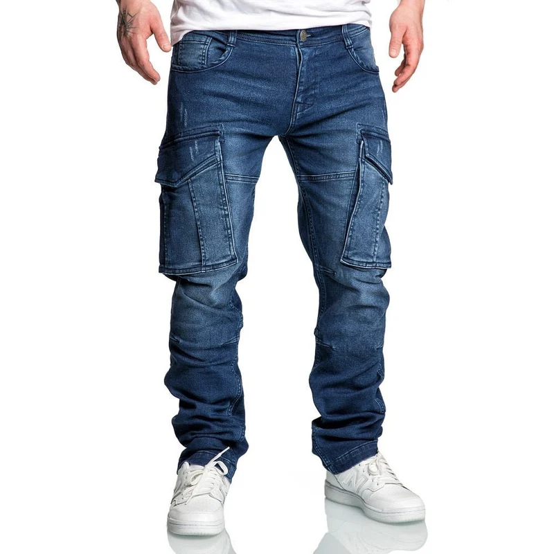 Cargo Jeans med stretch - Mörkblåa Herrjeans - Amaci & Sons