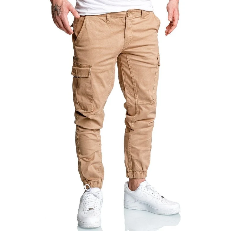 Beiga Chino Joggers med cargofickor