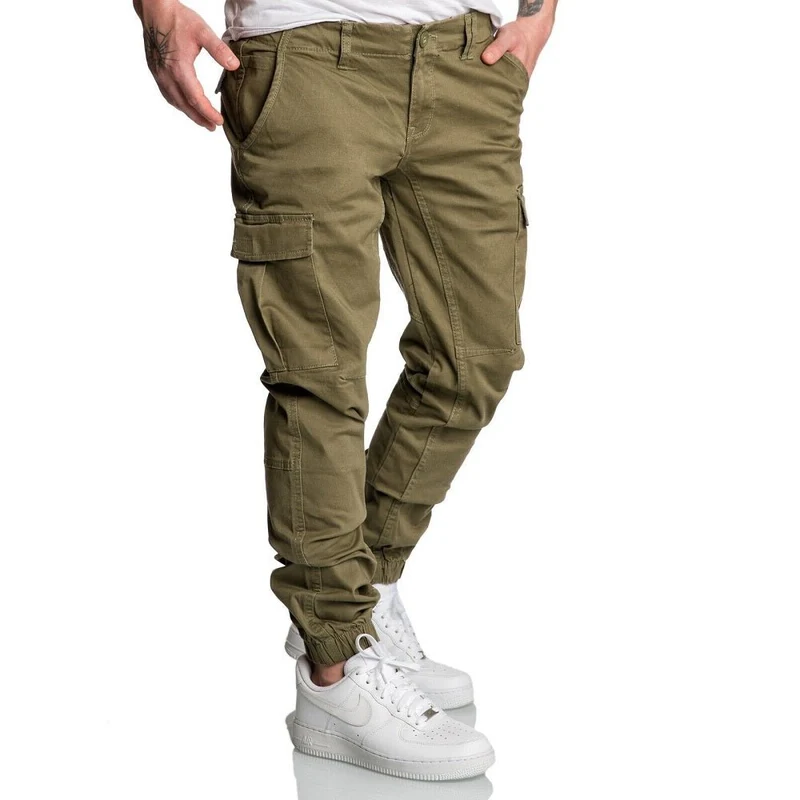 Olivgröna Chino Joggers med cargofickor