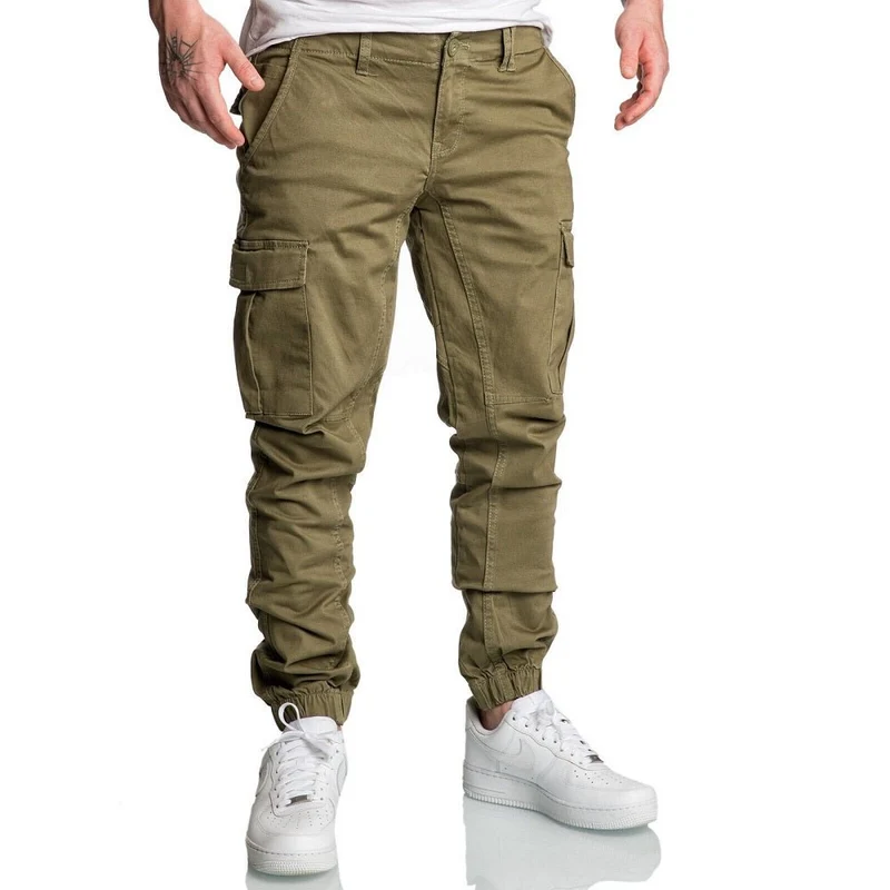 Olivgröna Chino Joggers med cargofickor