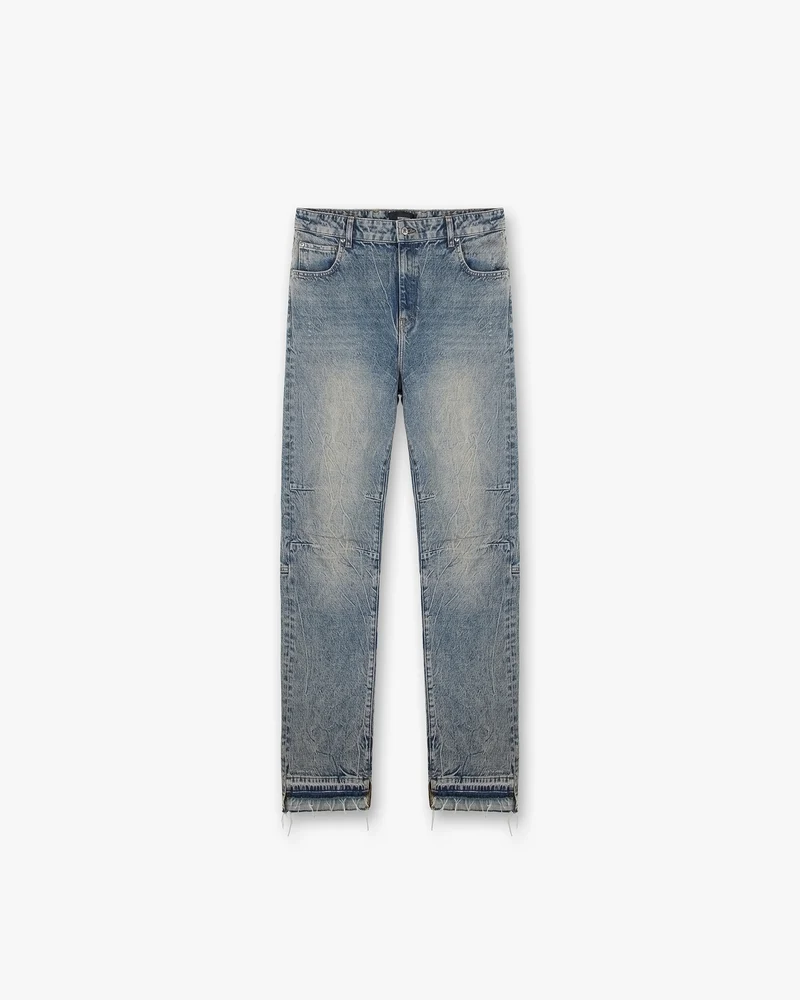 R2 Stepped Hem Denim - Mid Blue