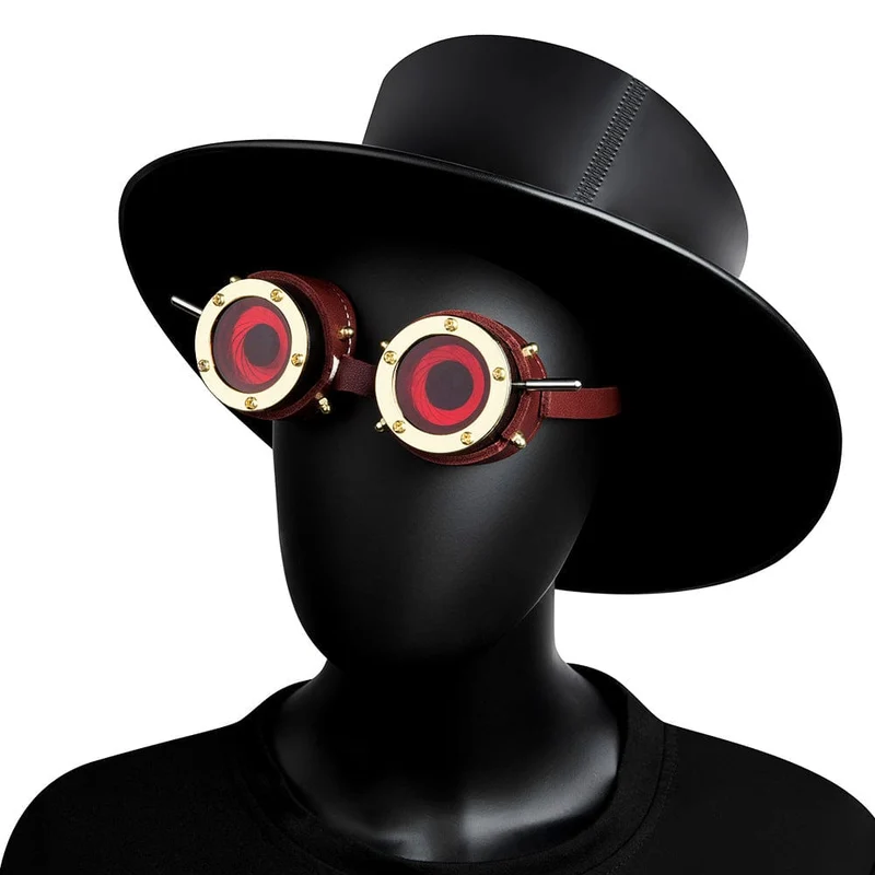 Unisex Steampunk-glasögon med röda linser