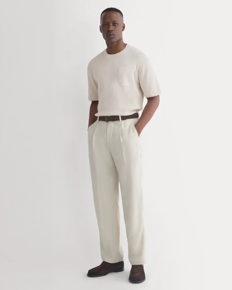 Soyeux Linen Pleated Trouser | Peyote