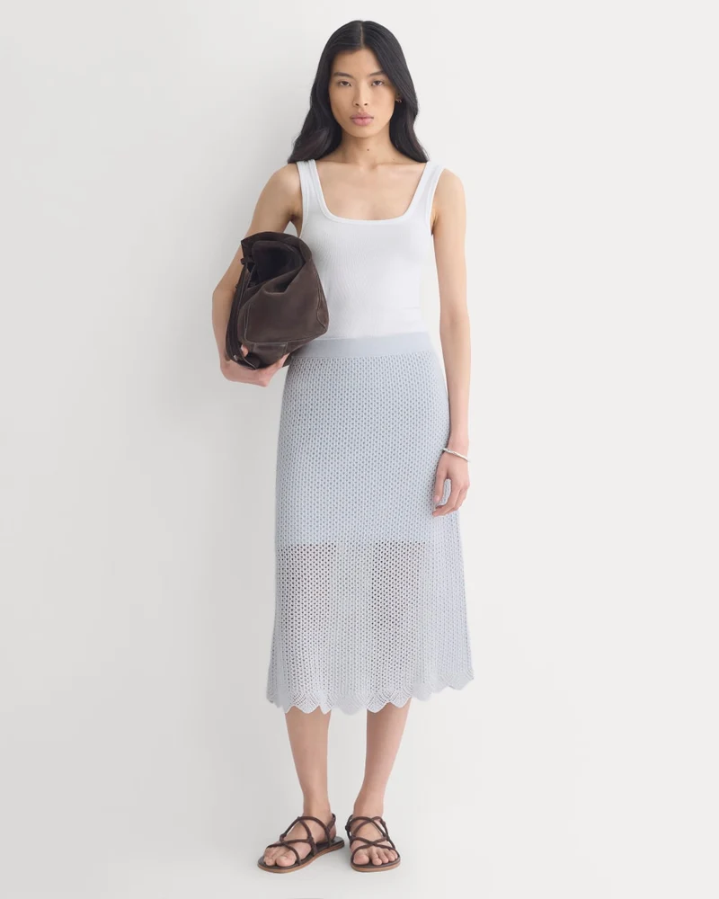Lace-Knit Midi Skirt | Skywriting
