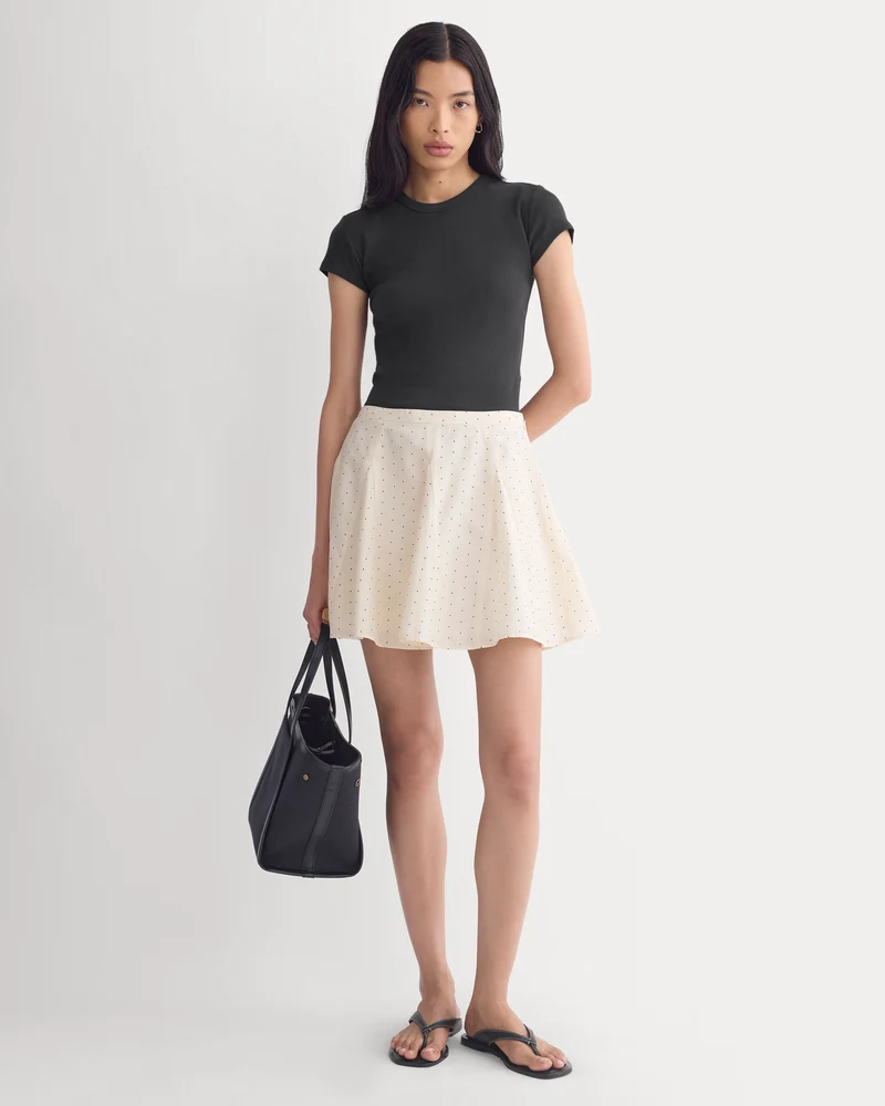 Godet Mini Skirt in Cotton Silk | Birch