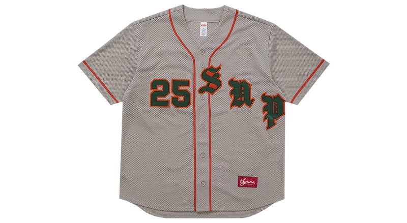 Supreme Old English Baseball Jersey Grey