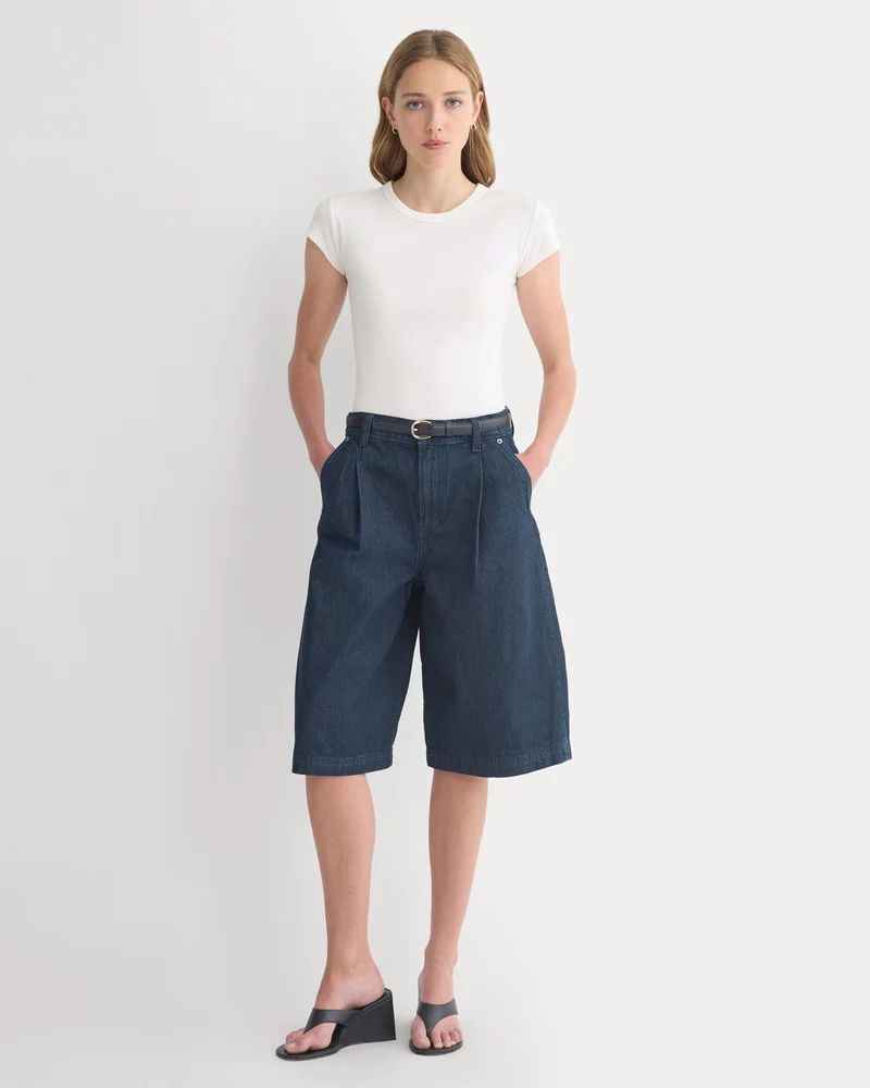 High-Rise Pleated Culotte | Dark Rinse