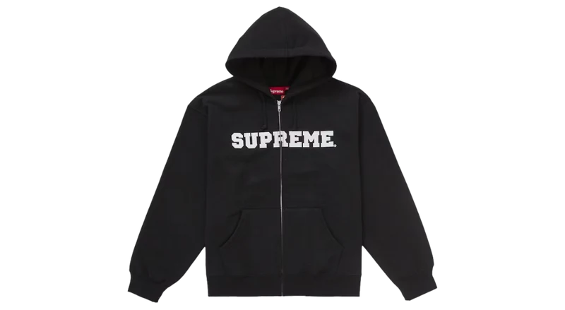 Supreme Collegiate Applique Zip Up Hoodie Black