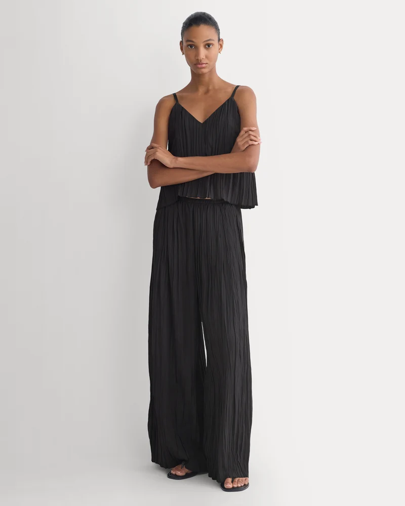 Crinkle Wide-Leg Pant | Black