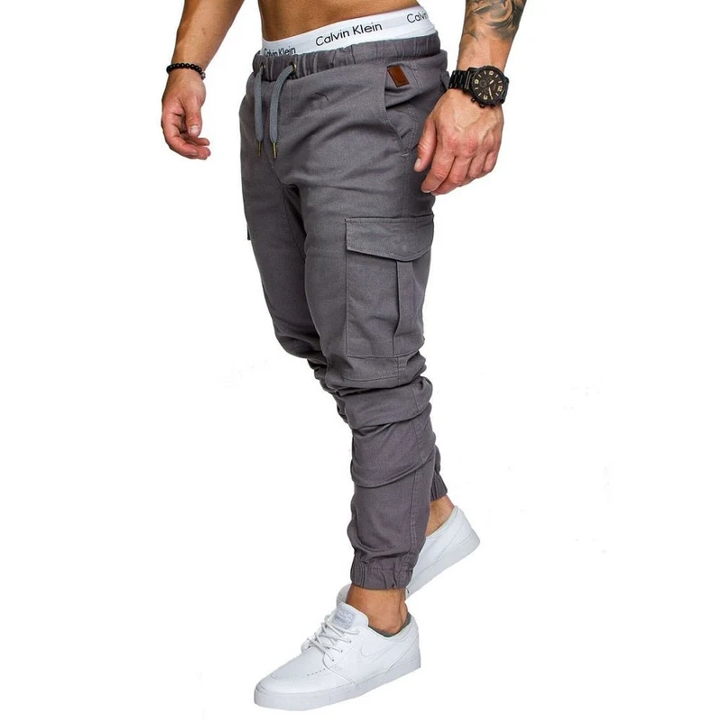 Chino joggers - Gråa Chinos Cargobyxor