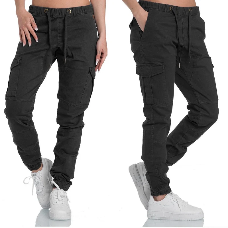 Chino joggers med benfickor - Svarta