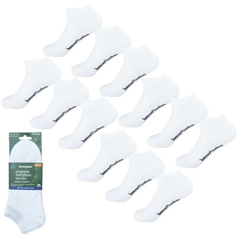 6 par vita Bambu Ankelstrumpor BENYSØN®