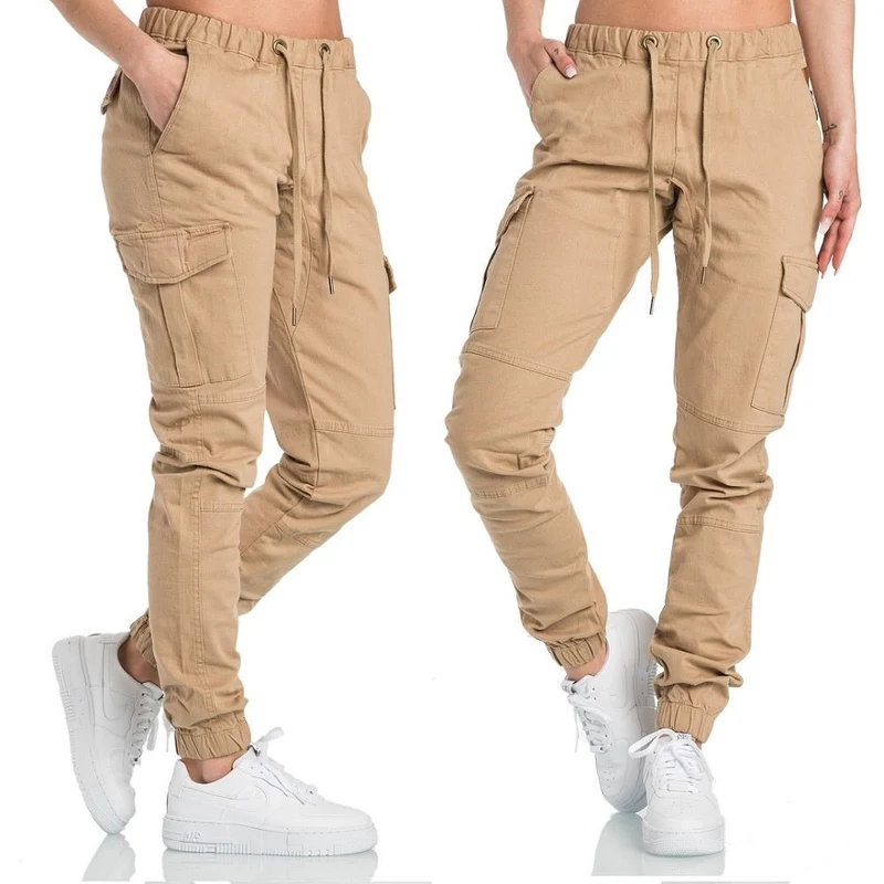 Chino joggers med benfickor - Beige