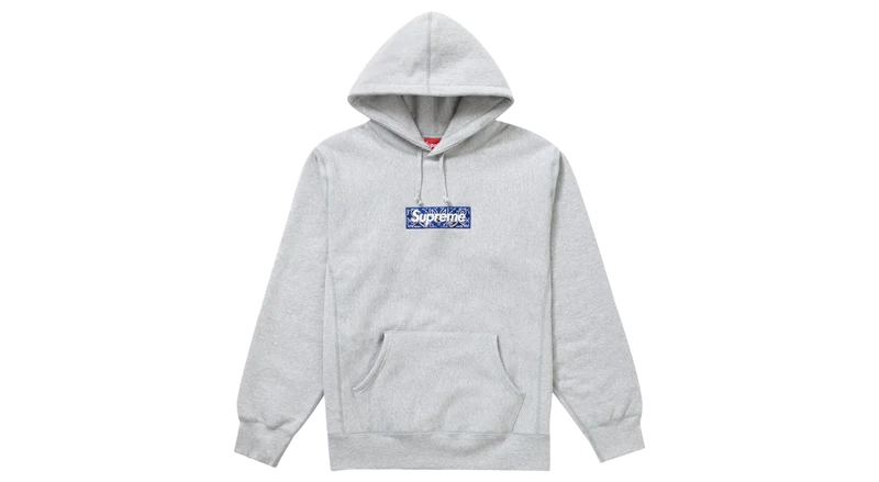 Supreme Bandana Box Logo Hoodie Heather Grey (FW19)
